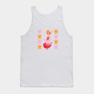 Happy Pink And Orange Birds And Blooms Tank Top